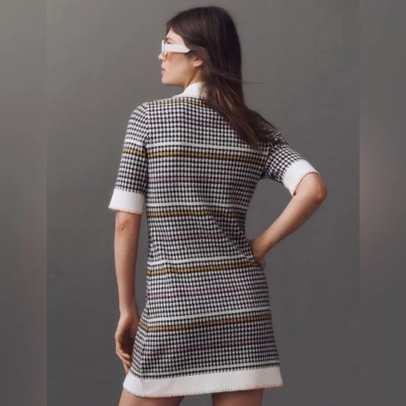 ✨ Anthropologie Buttondown Sweater Shift Mini Dress Sz M - Picture 4 of 10